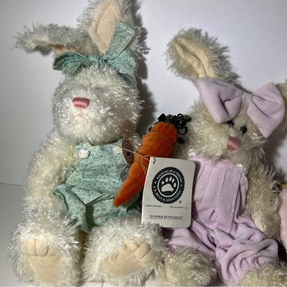 Boyds Bears Juniper Bunnyhugs Easter Bunny Plush Stuffed Plush Rabbit Lot Of 3 - Picture 4 of 9